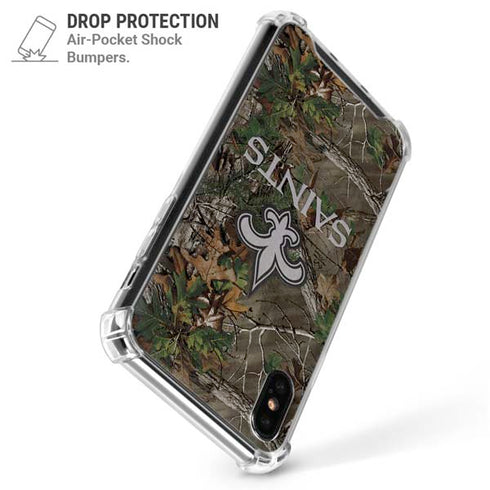 NFL New Orleans Saints Realtree Xtra Green Camo iPhone XS Max Clear Case